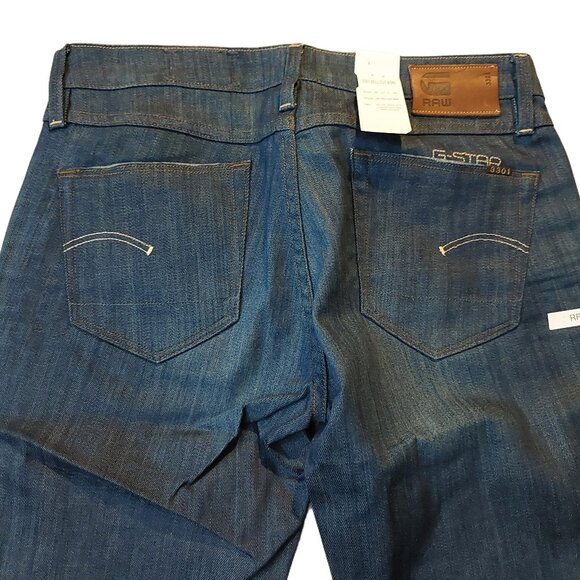 Retro G-Star 3301 Bell Bottom Flare Dark Vintage Blue Denim Jeans Sz 27 NWT - Picture 9 of 13